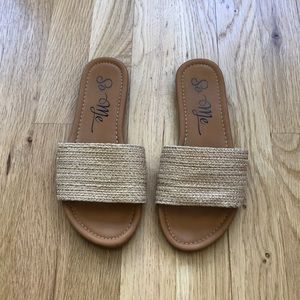 Forever 21 So Me Flat rose gold woven strap sandal